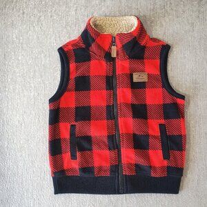 💙5/$20💙 Carter's Buffalo Plaid Fleece Vest Size 18 Months Red and Black